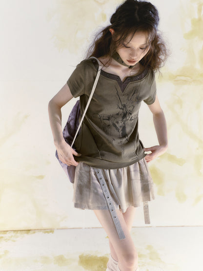 Butterfly Graffiti Mesh Skirt