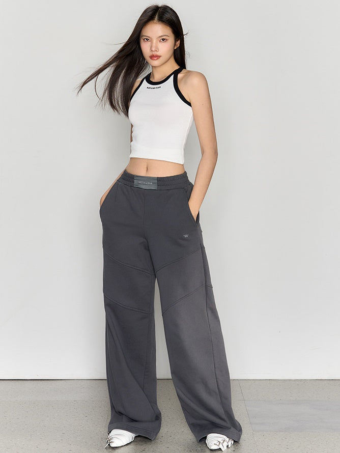 Non-shrinking High-waisted Sports Wide-leg Pants