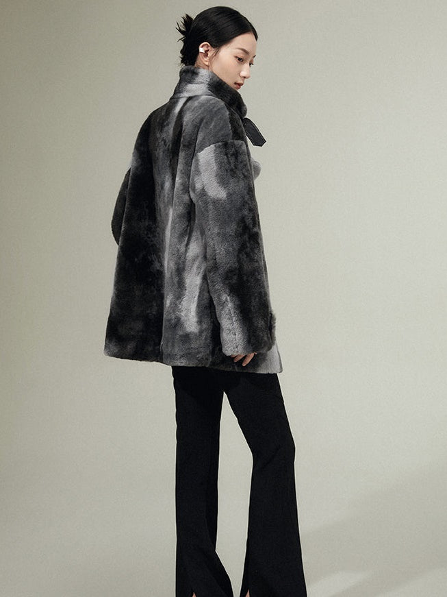 Eco-Friendly FUR MID-LENGTH LAMB WOOL COAT