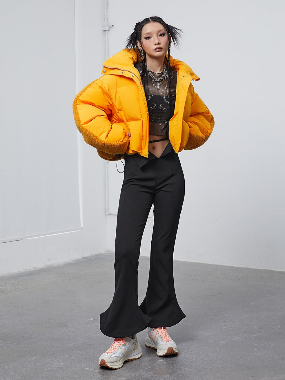 Stand Collar Orange Down Jacket