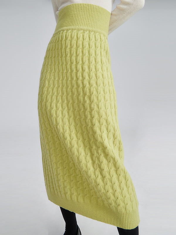 Wool High Waist Knitted Skirt