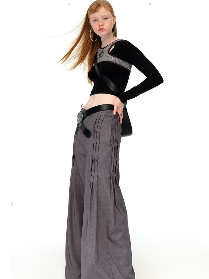 Pleated Loose Mopping Trousers