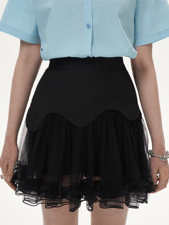 Mesh Lace A-line Short Skirt