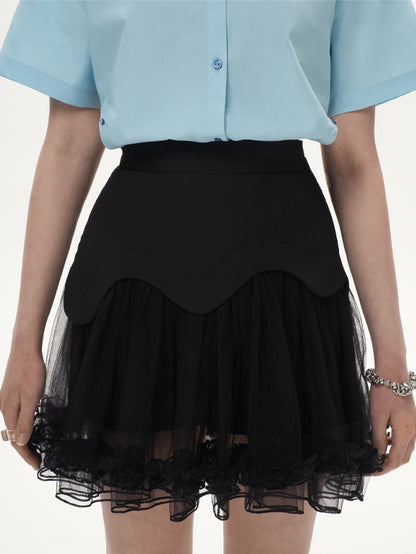 MESH LACE A-LINE SHORT SKIRT