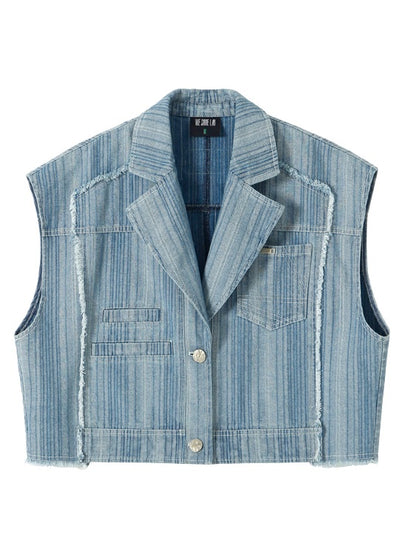 Denim-Schadensweste halbe Hosen