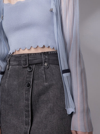 Asymmetrical Denim Skirt