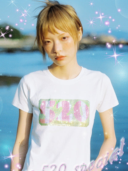 Bijou Glitter Casual T-shirt