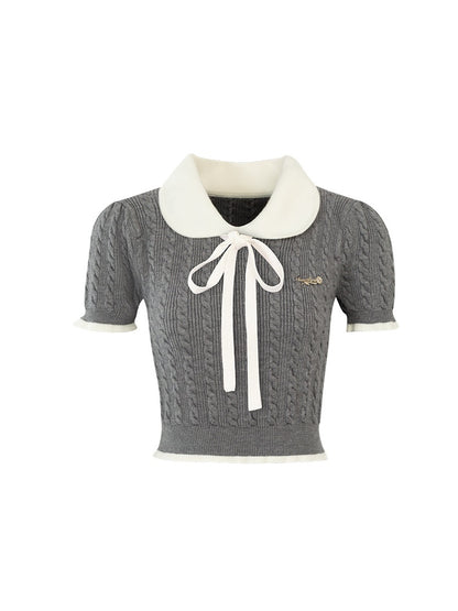 Cable Knitting Doll Collar Top