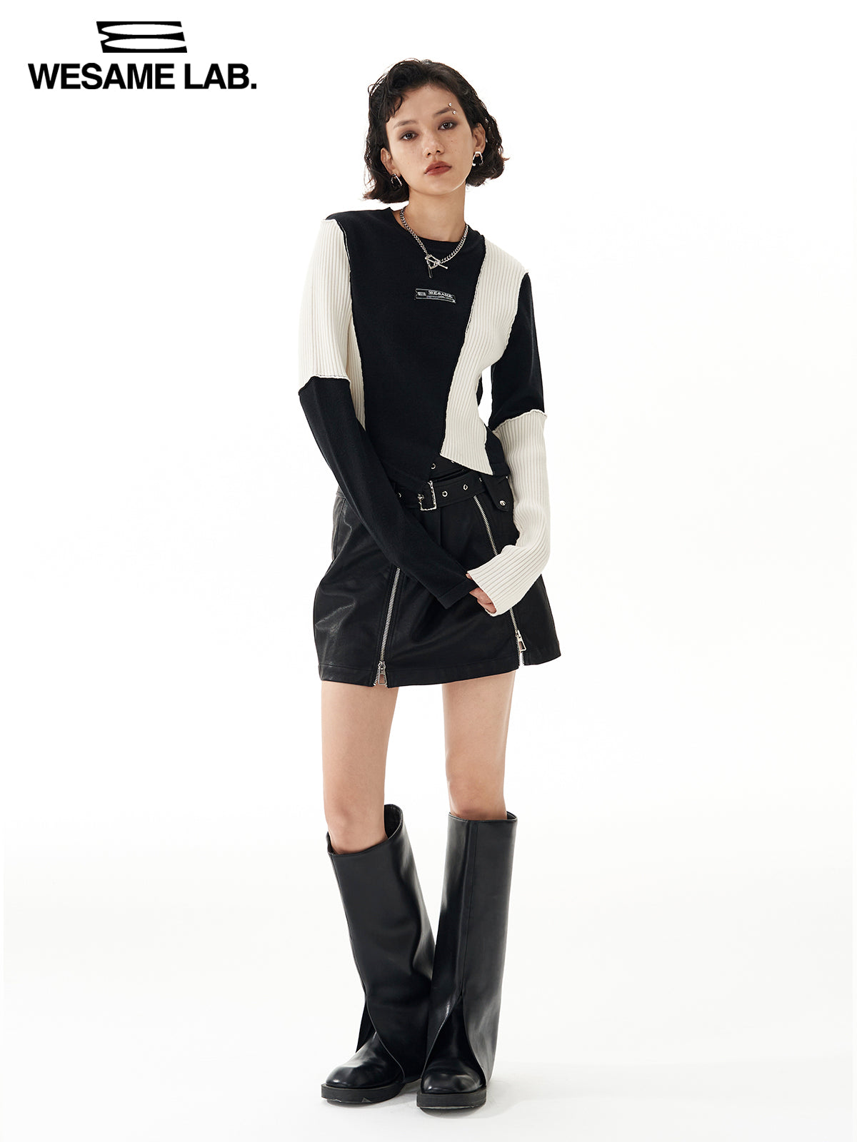 Monotone Asymmetry Nichi Knit