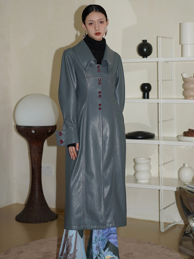 FURLAR SLIM LEATHER LONG COAT