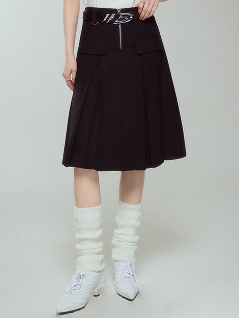 Middle Zipper PLEATED SKIRT