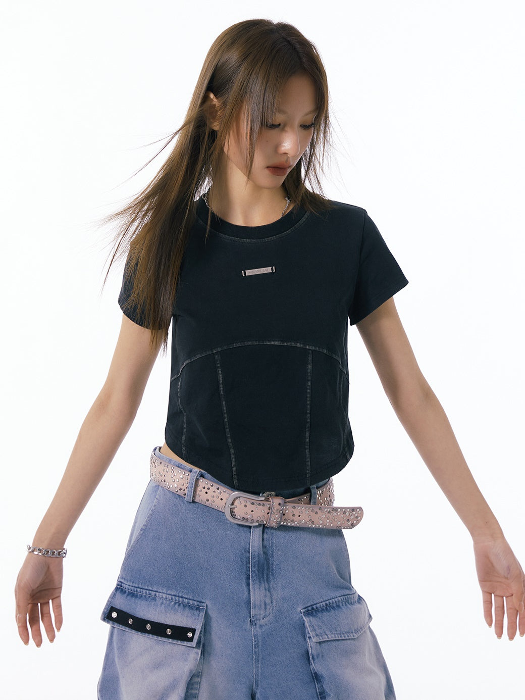 Washed Structure Short-Sleeed Thin T-Shirt