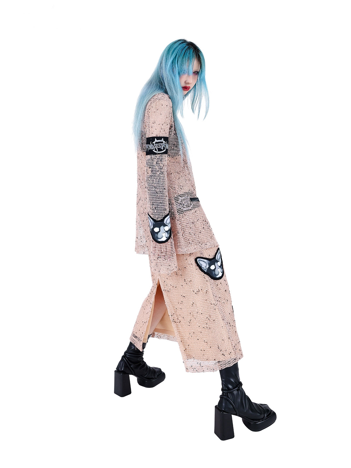 Electric Moon Rock Patch Mesh Double Layer Skirt