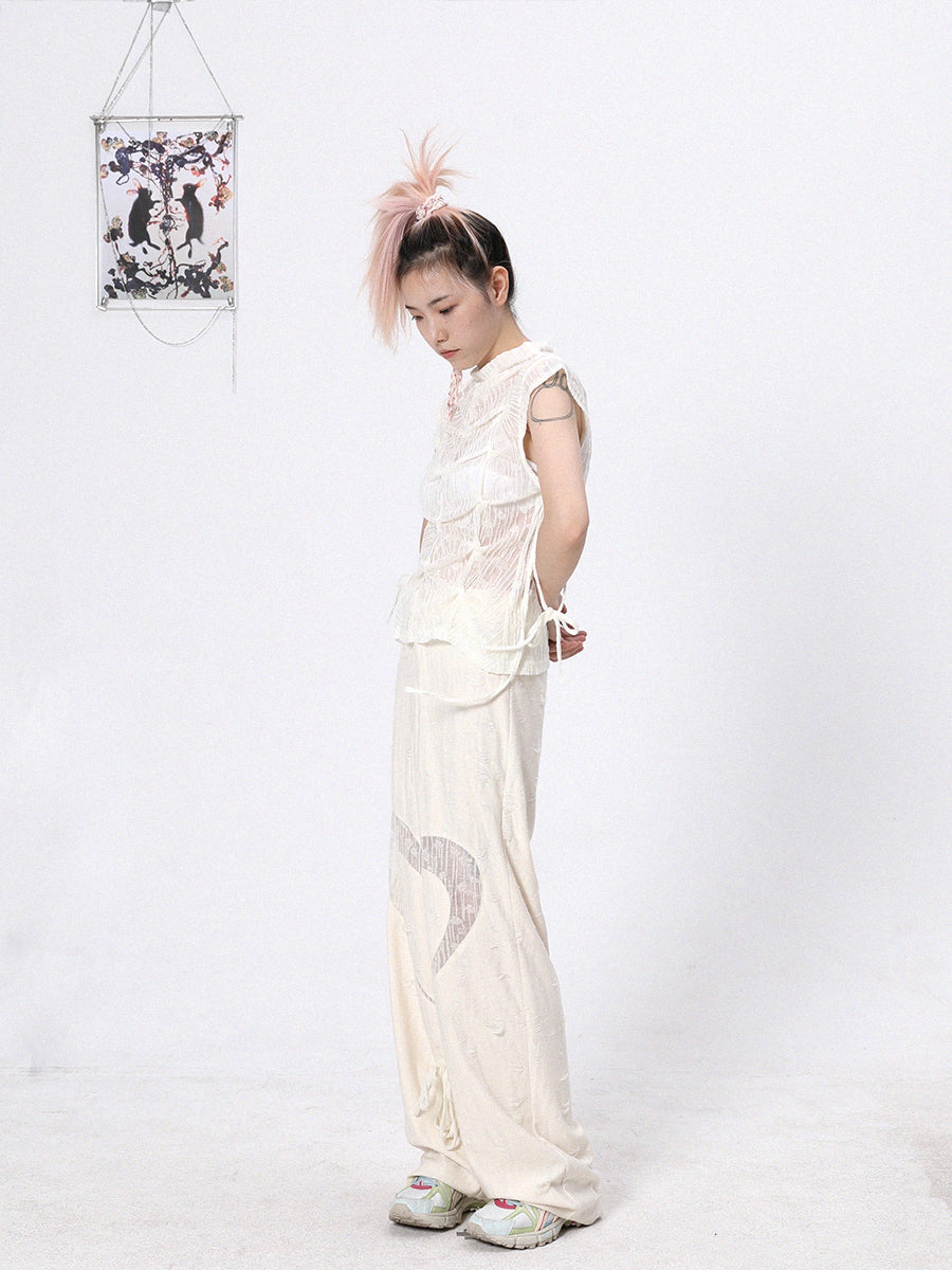 Nichi Heart Natural Lace Wide-pants