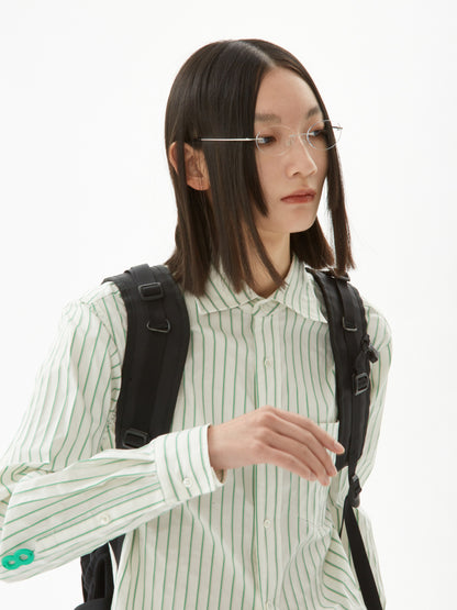 GREEN STRIPED BASIC SHIRT