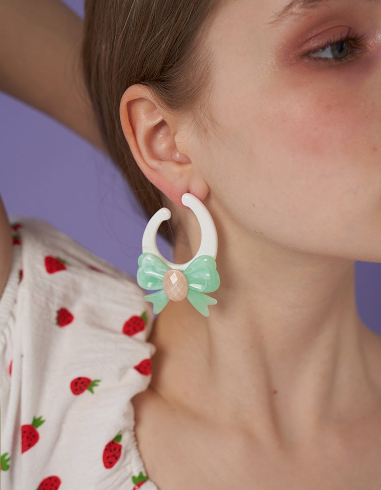 Smudged asymmetric Big Bow Earrings