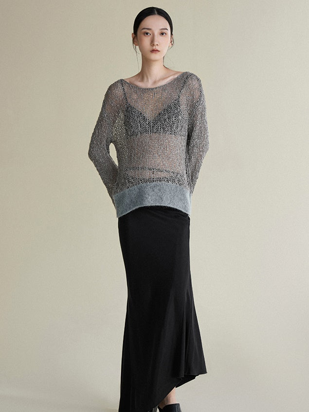 Belly Yarn Stitching Mohair Loose Sweater