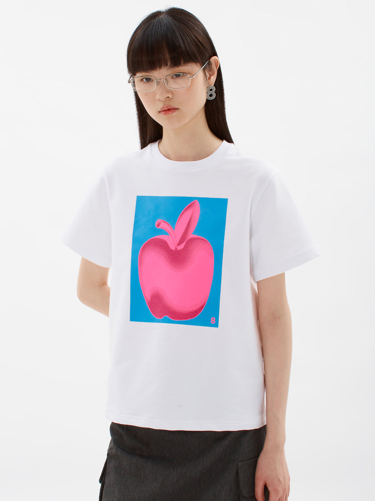 Gradient Summer Apple Print T-Shirt