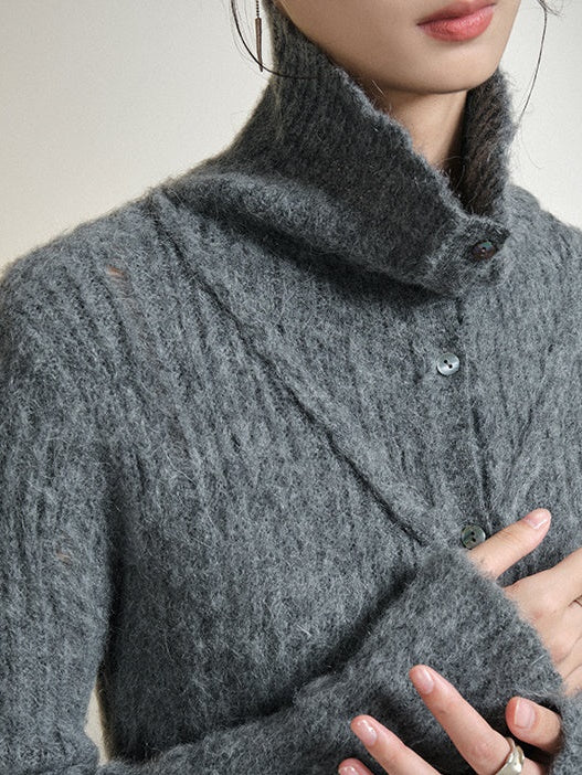 Cardigan en tricot de revers laineux