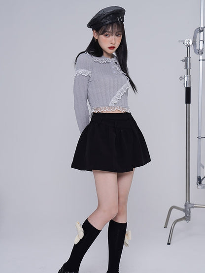 Lace Polo Knitted Top