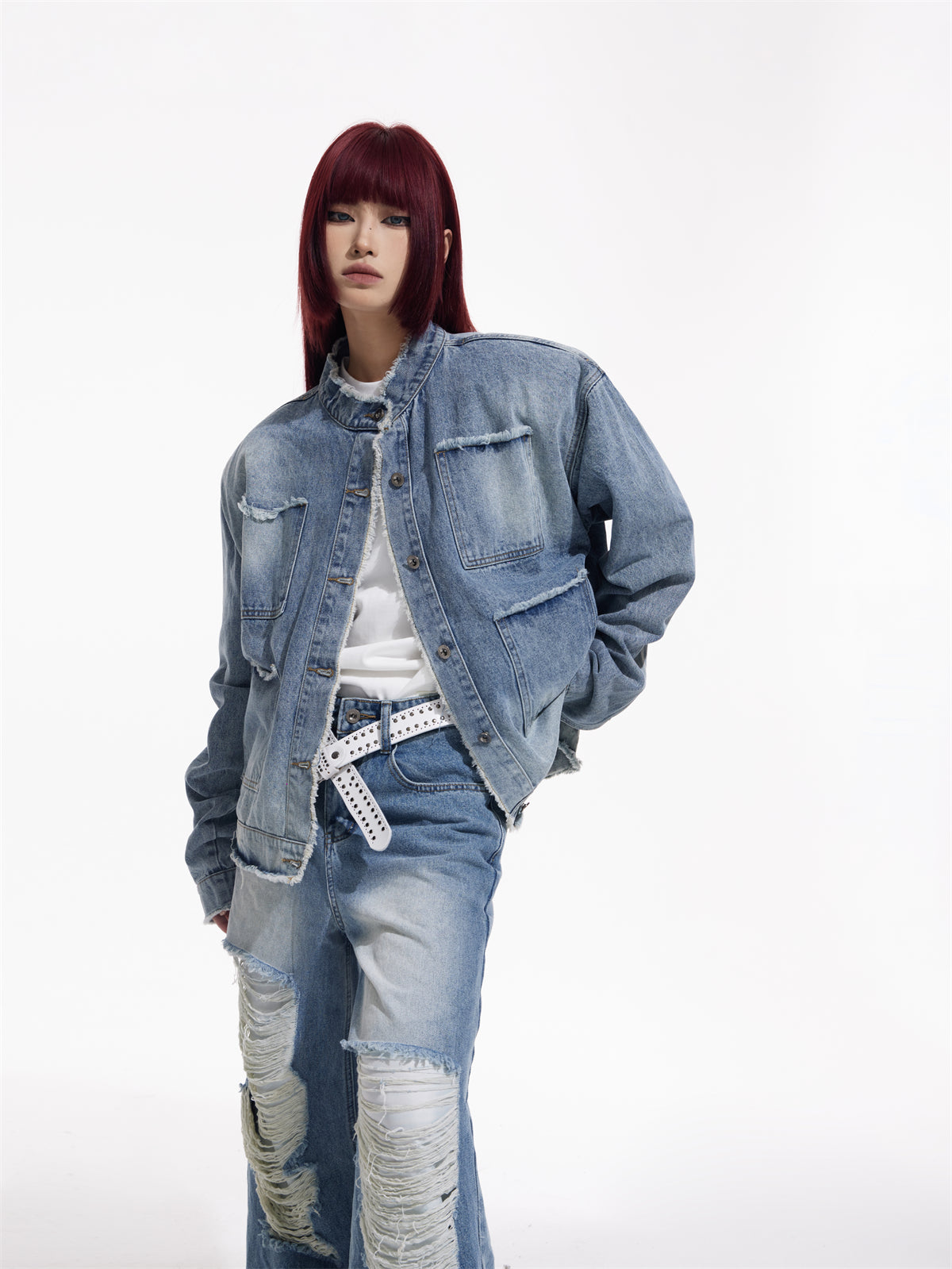 Raw Edge Design Casual Denim Jacket