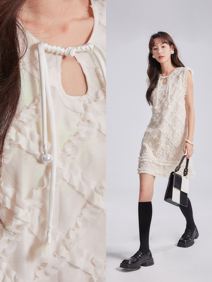 Rhombic Tie And Buckle Sleeveless Dress