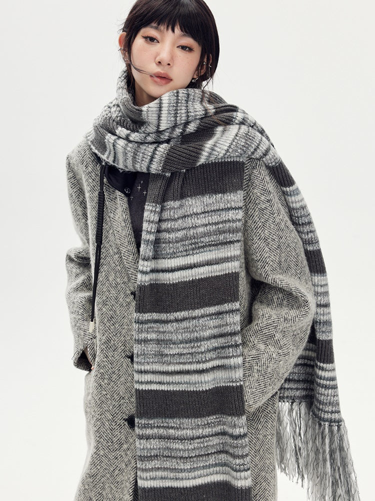 Retro Stripe Knitted Hat &amp; Muffler