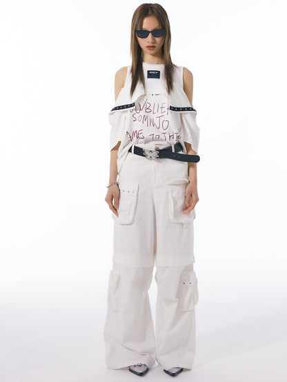 Multi-Pocket Loose Straight Wide-Leg Pants