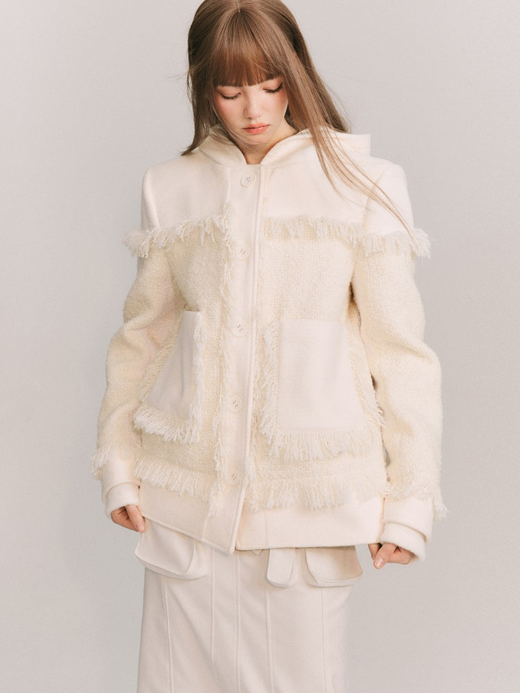 Wool Small Fragrance Hooded Jacket