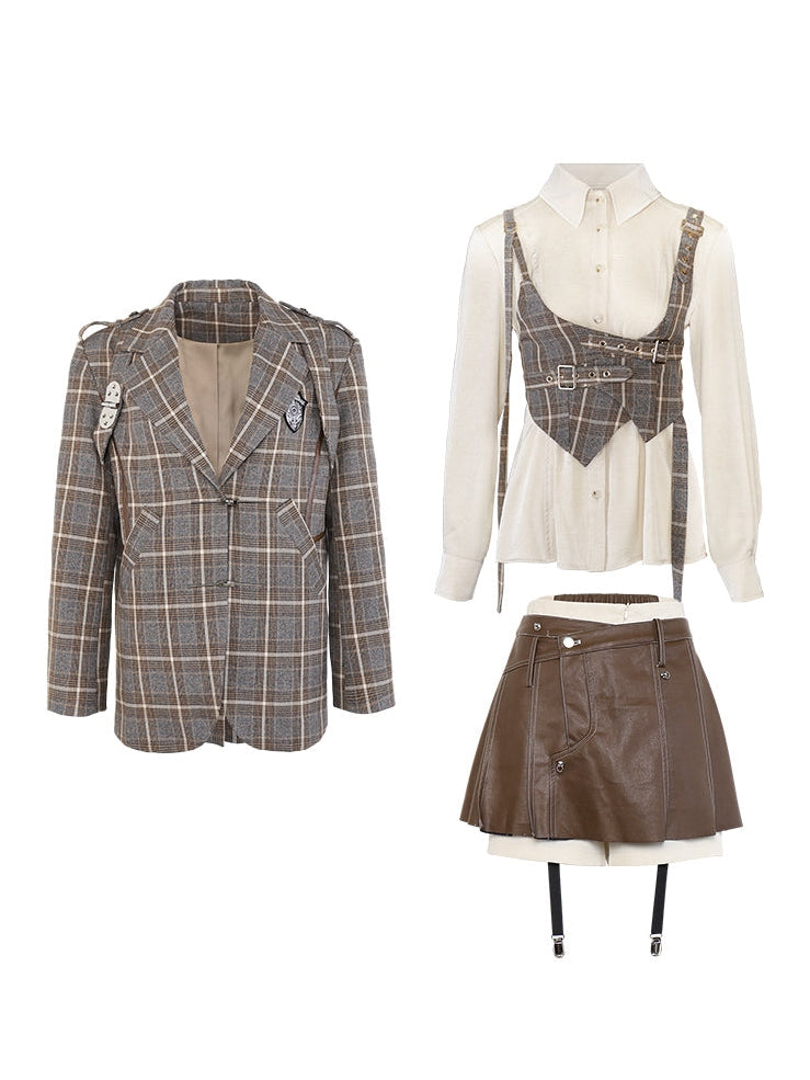 British Style Anzug Jacke &amp; Shirt &amp; Culottes