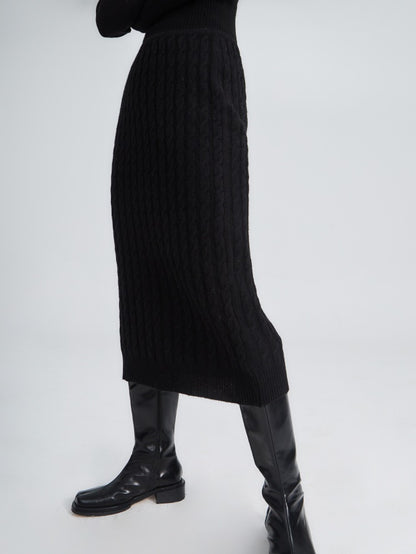 Wool High Waist Knitted Skirt