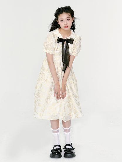 Tulip Jacquard Doll Collar Dress