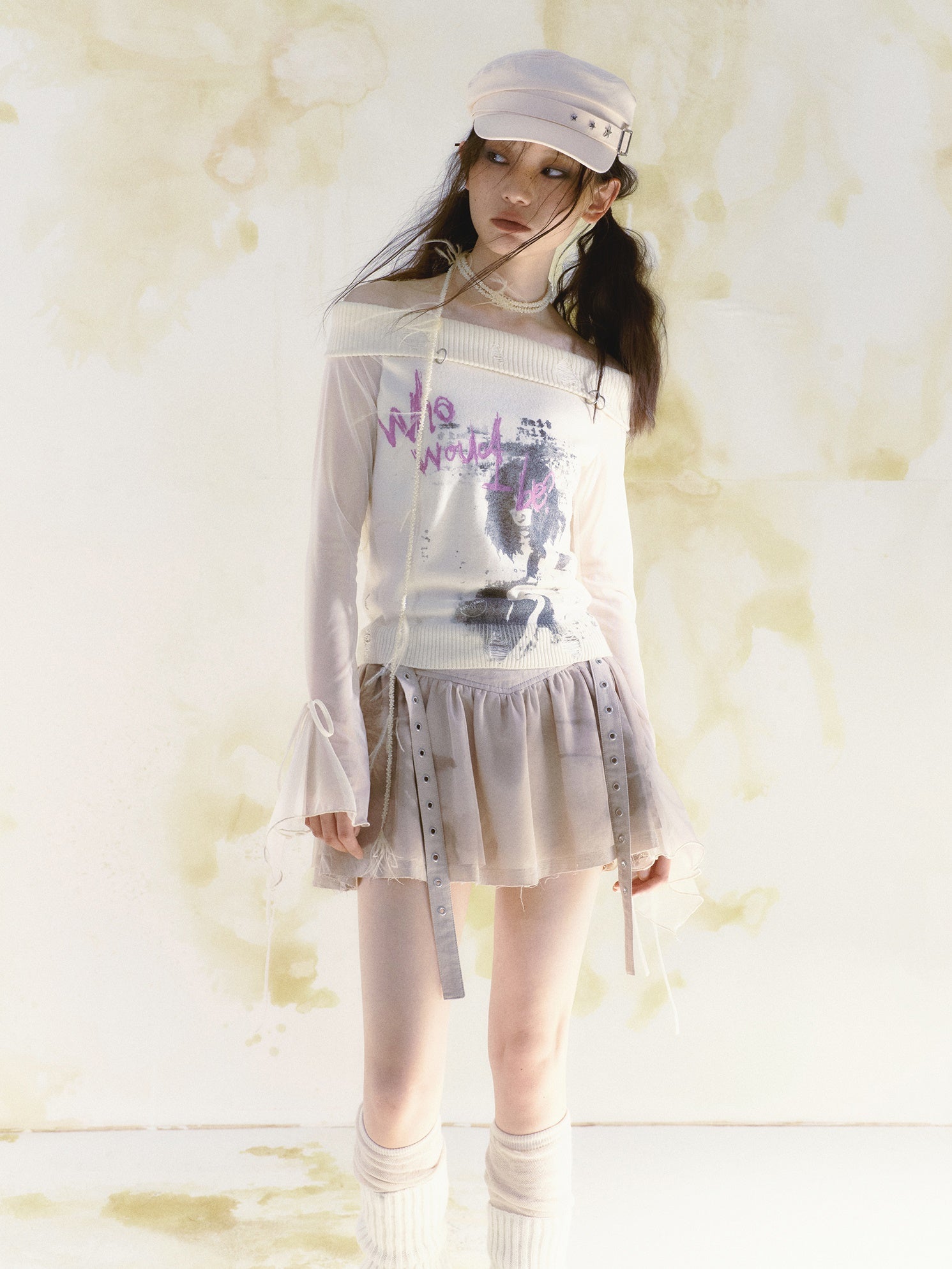 Butterfly Graffiti Mesh Skirt