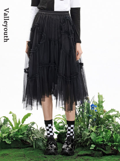 Tulle IRREGULAR HEM TIERED SKIRT