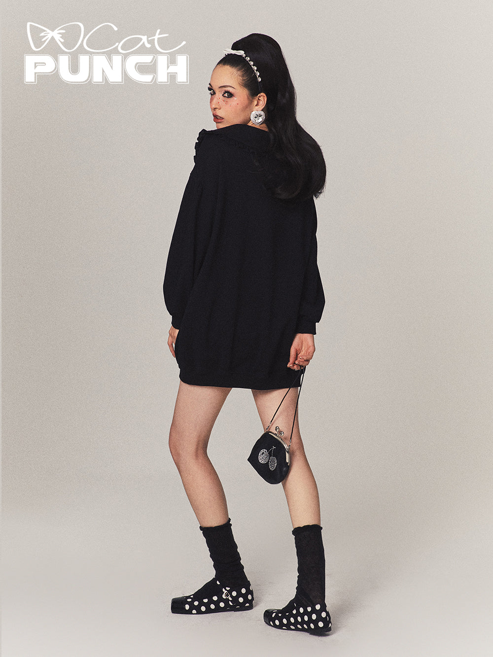 Teeth Oversize Damage Frill Casual Pop Pullover