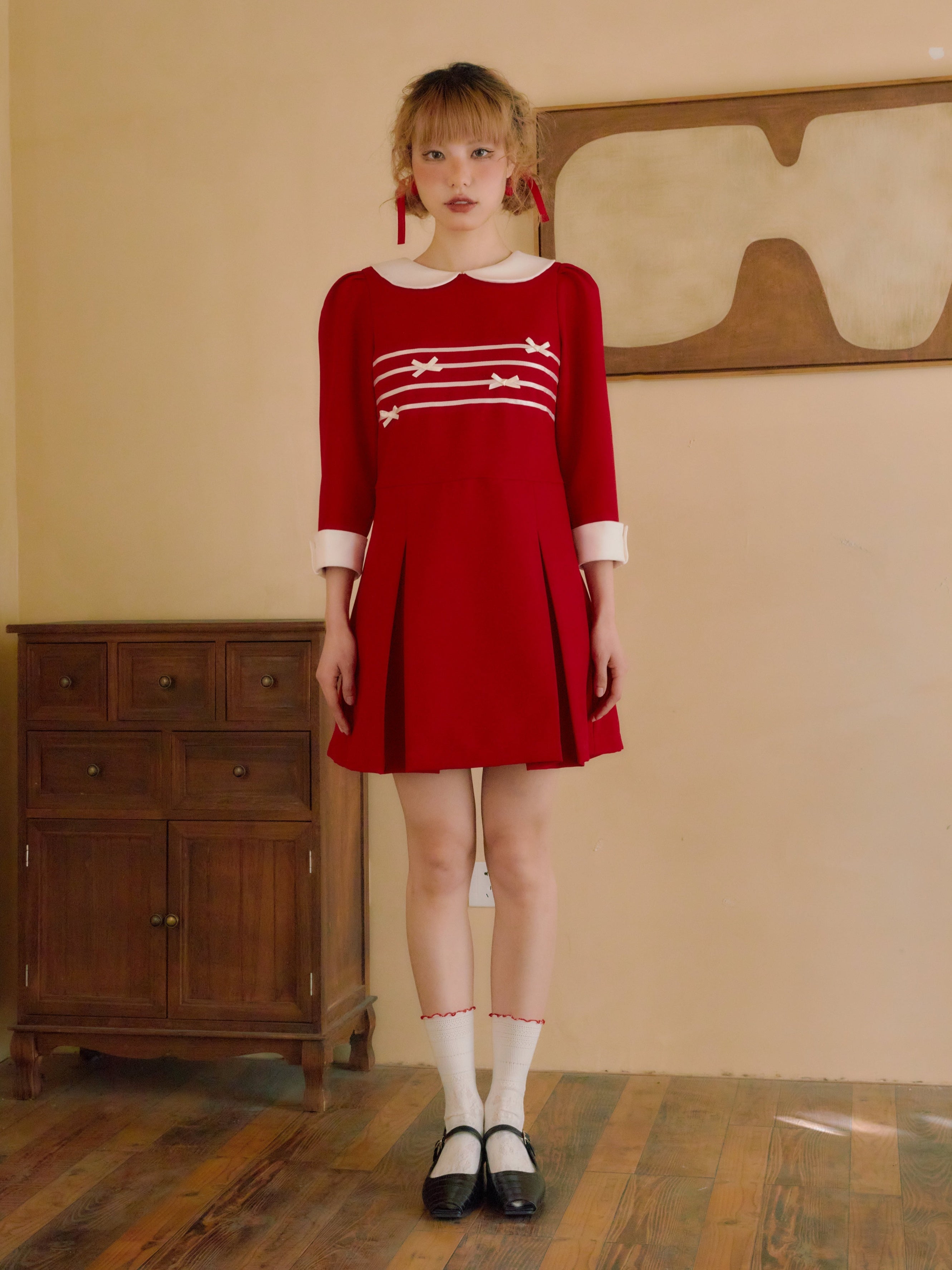 Doll Collar Velvet A-line Dress