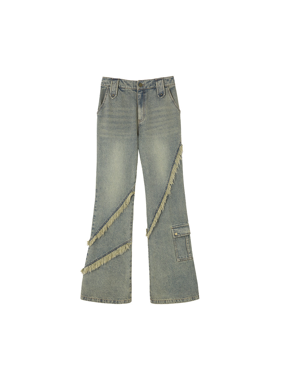 Retro Old Washed Loose Raw Edged Jeans   CEST NOUS – ARCANA ARCHIVE