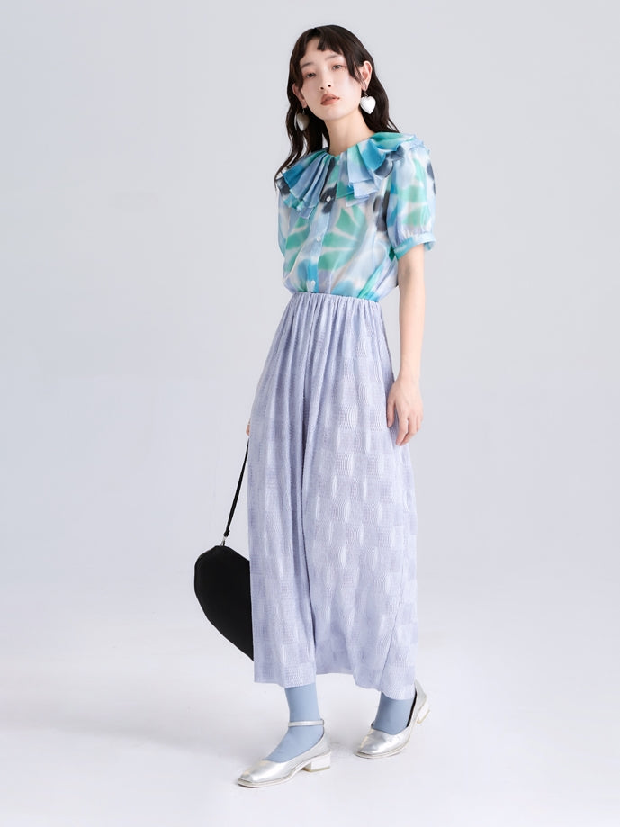 Translucent Printed Double-Layer Collar Shirt