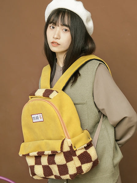 Lamb Velvet College Zipper Backpack