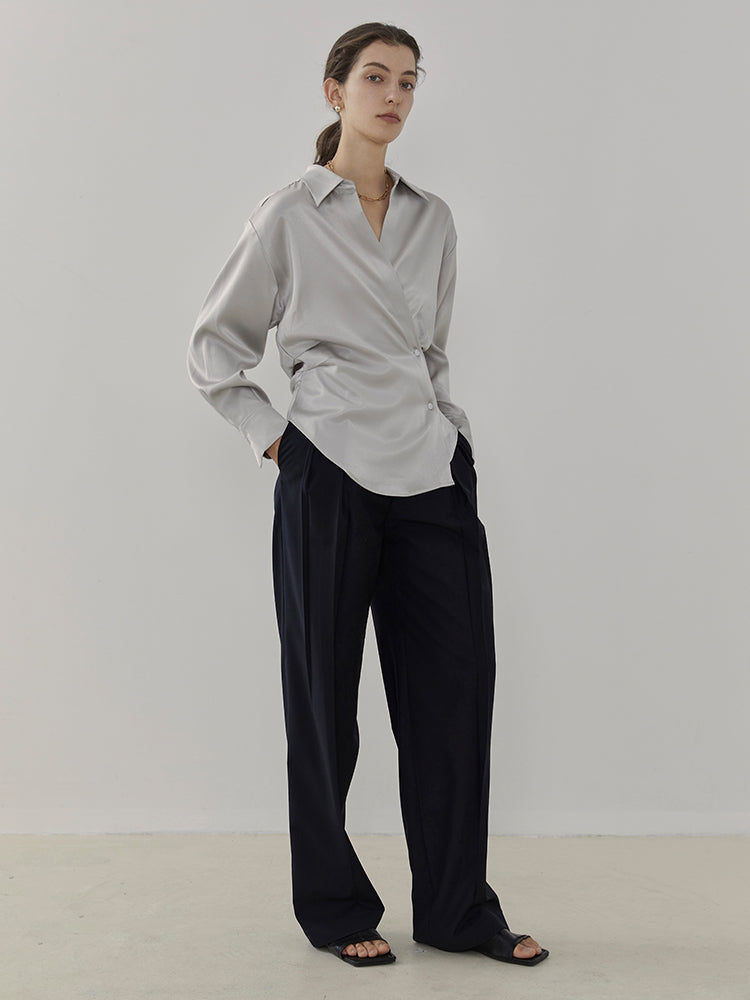 Loose Formal Plain Slacks Pants