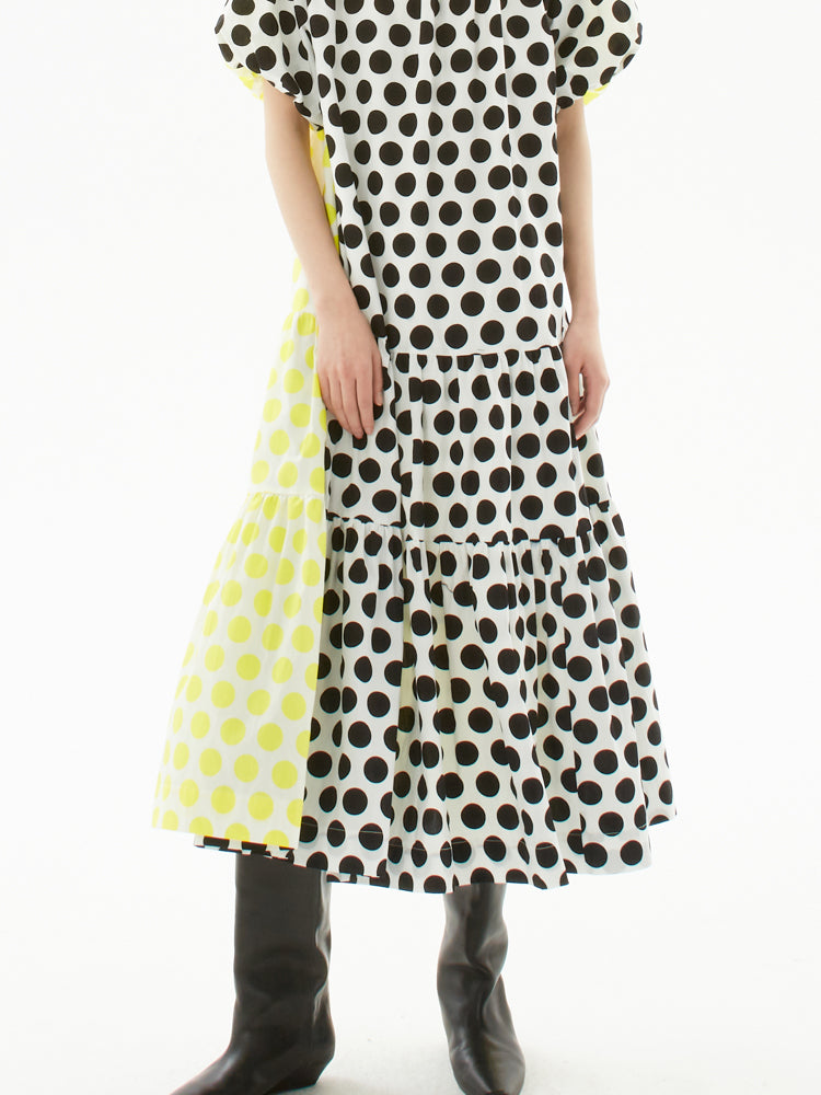 Polka Dot Puff -Ärmelkleid