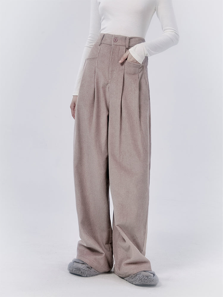 Corduroy High-Waisted Wide-Leg Pants