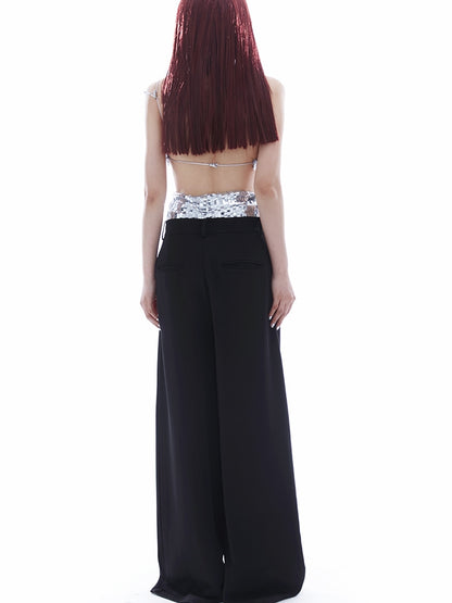 Sequins Technology Sense Hollow Irregular Vest &amp; Pants