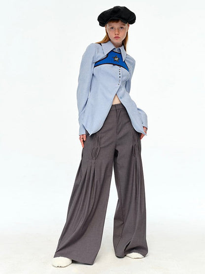 Pleated Loose Mopping Trousers