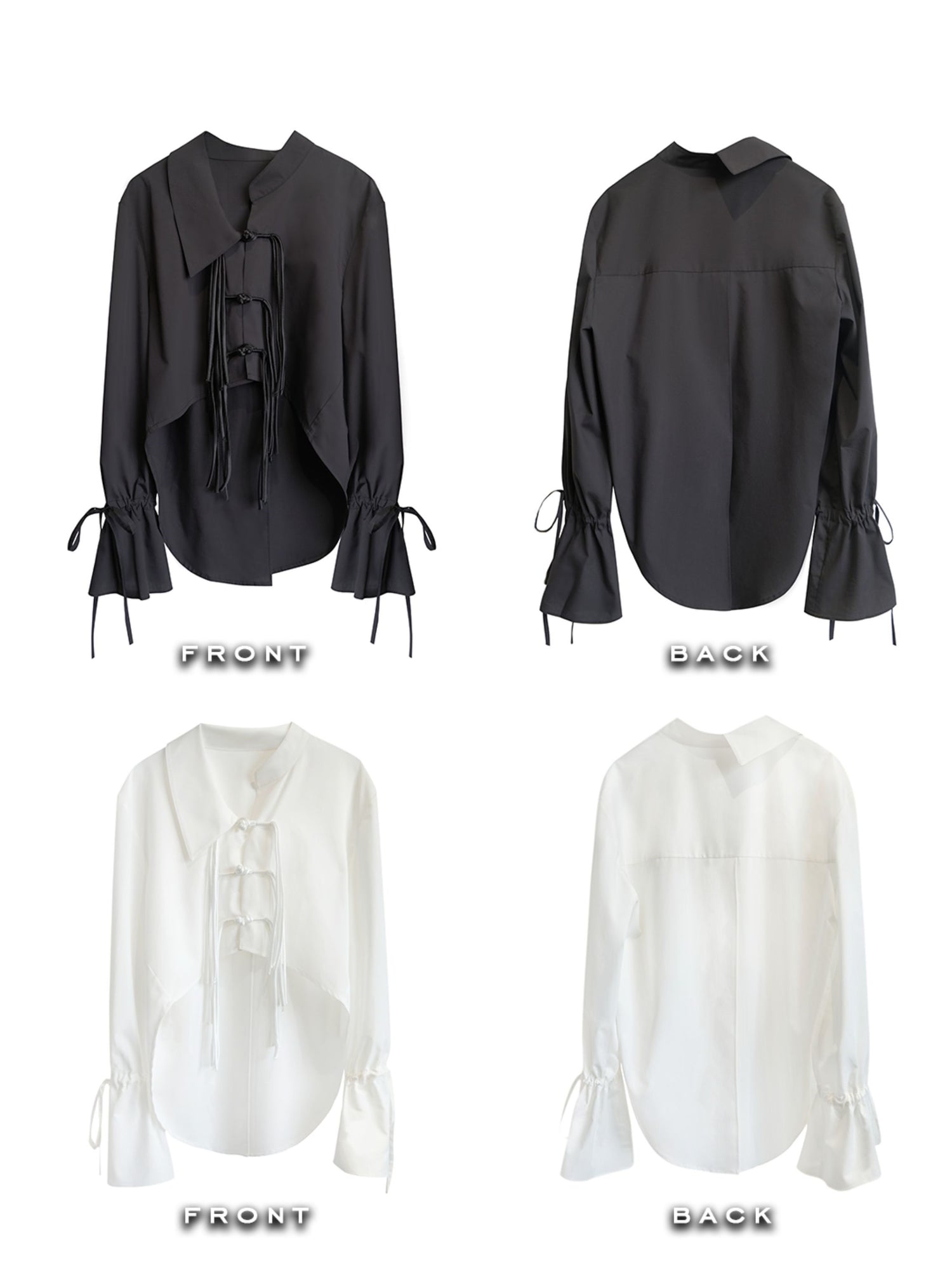 CHINESE STYLE asymmetric Fringed Button Shirt