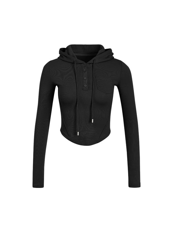 Long-sleeved Cropped Hooded Top