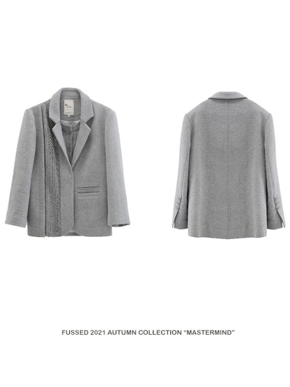 Wool Plain Oversize Mesh Coat