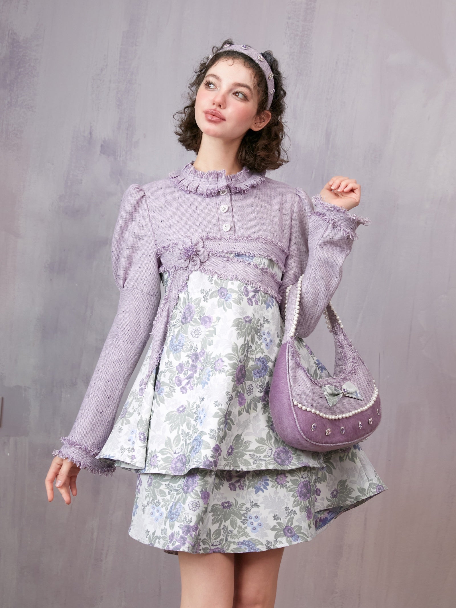 Robe de poupée violette