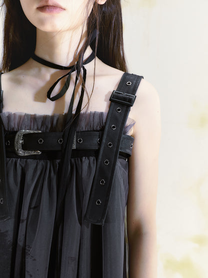 Belt Graffiti Suspender Dress