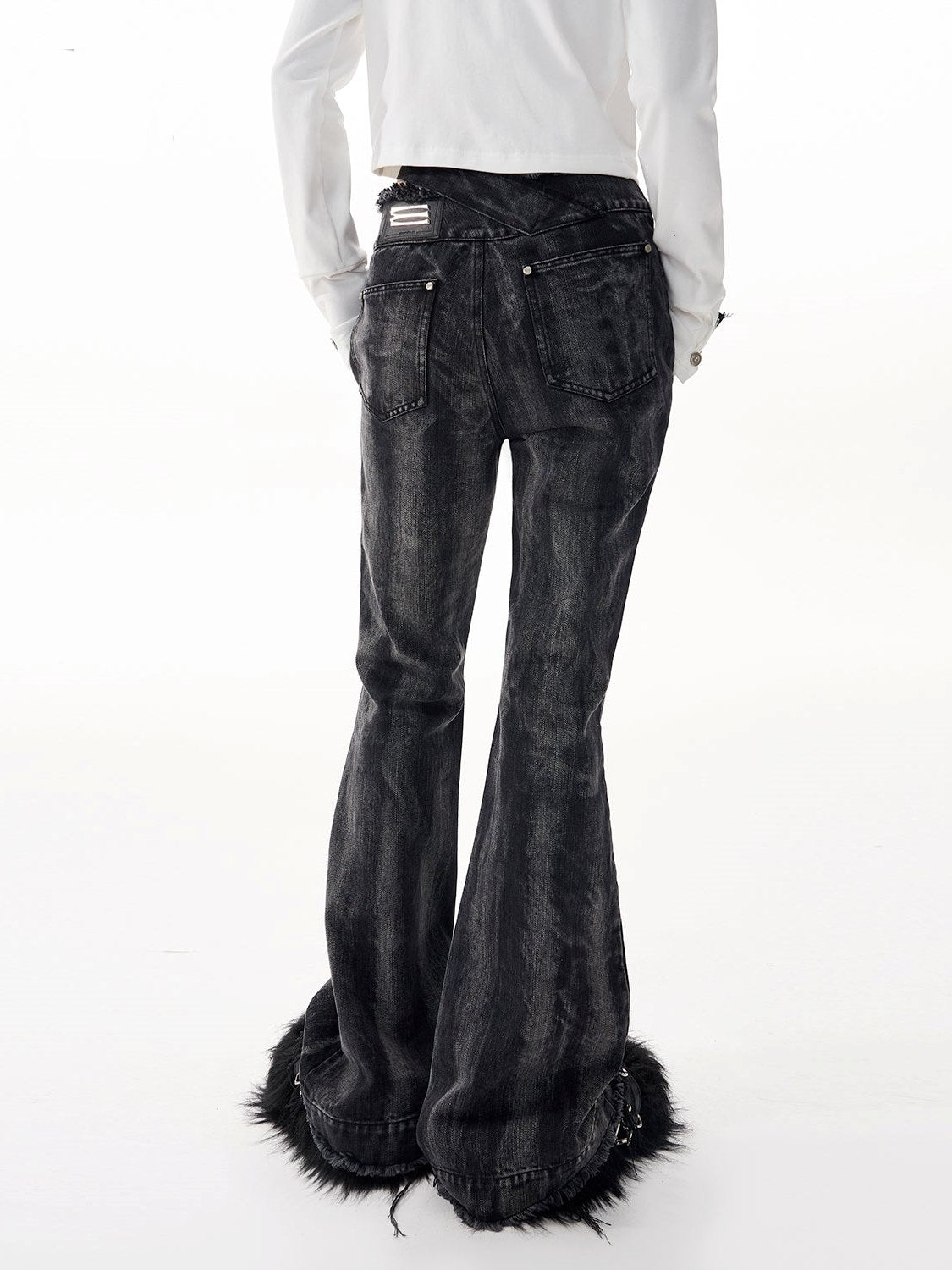 Slim High Waist Denim Micro Pants